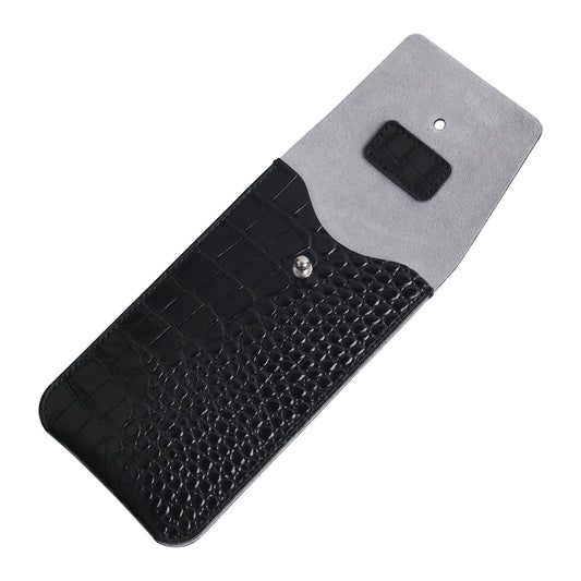 CSLRN Black Crocodile-Embossed Full-Grain Leather Watch Pouch | Handcrafted, Custom Logo Interior
