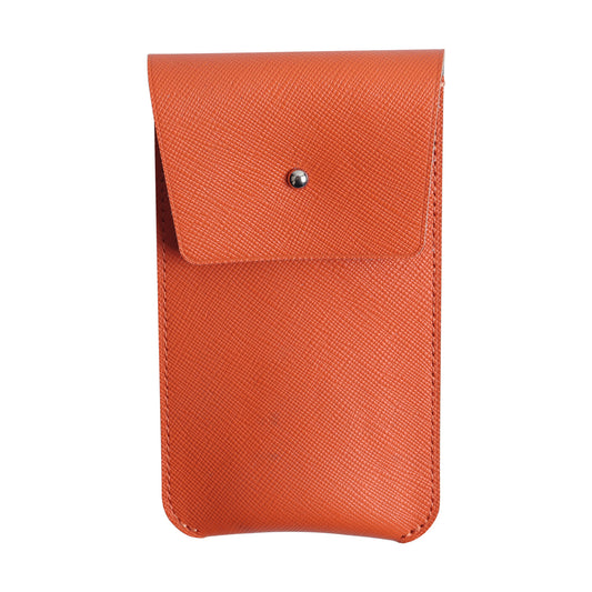 CSLRN Orange Saffiano Full-Grain Leather Watch Pouch | Handcrafted, Custom Logo Interior