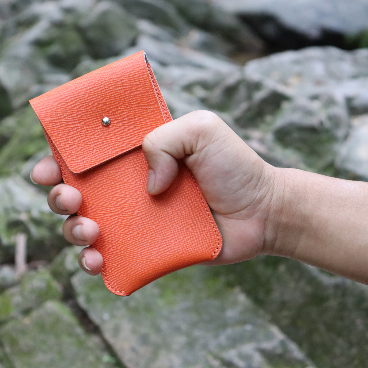 CSLRN Orange Saffiano Full-Grain Leather Watch Pouch | Handcrafted, Custom Logo Interior