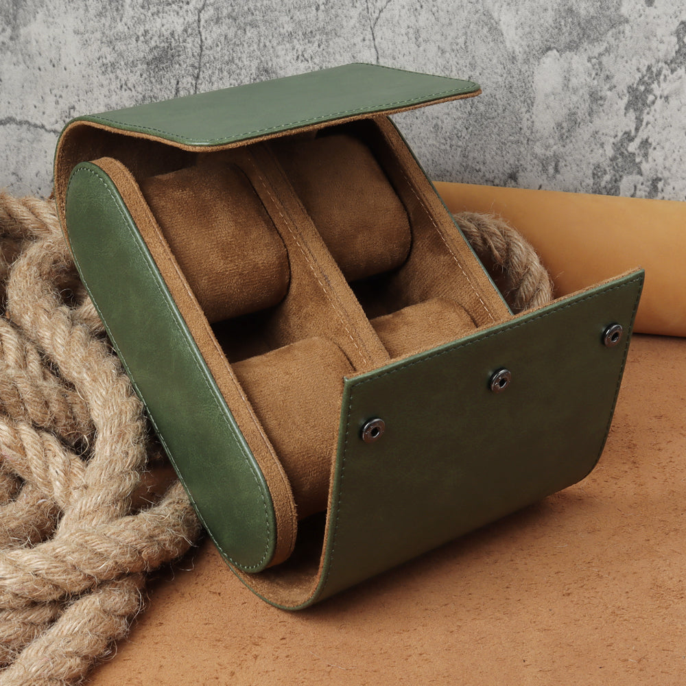 Green Leather Watch Rolls